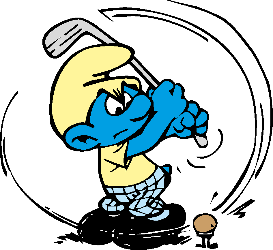 Golfing Smurf Action PNG Image