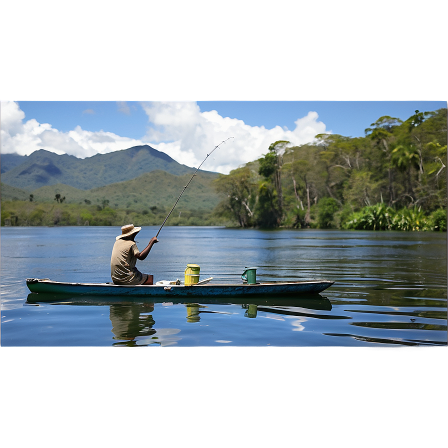 Gone Fishing On Quiet Lake Png Ulc PNG Image