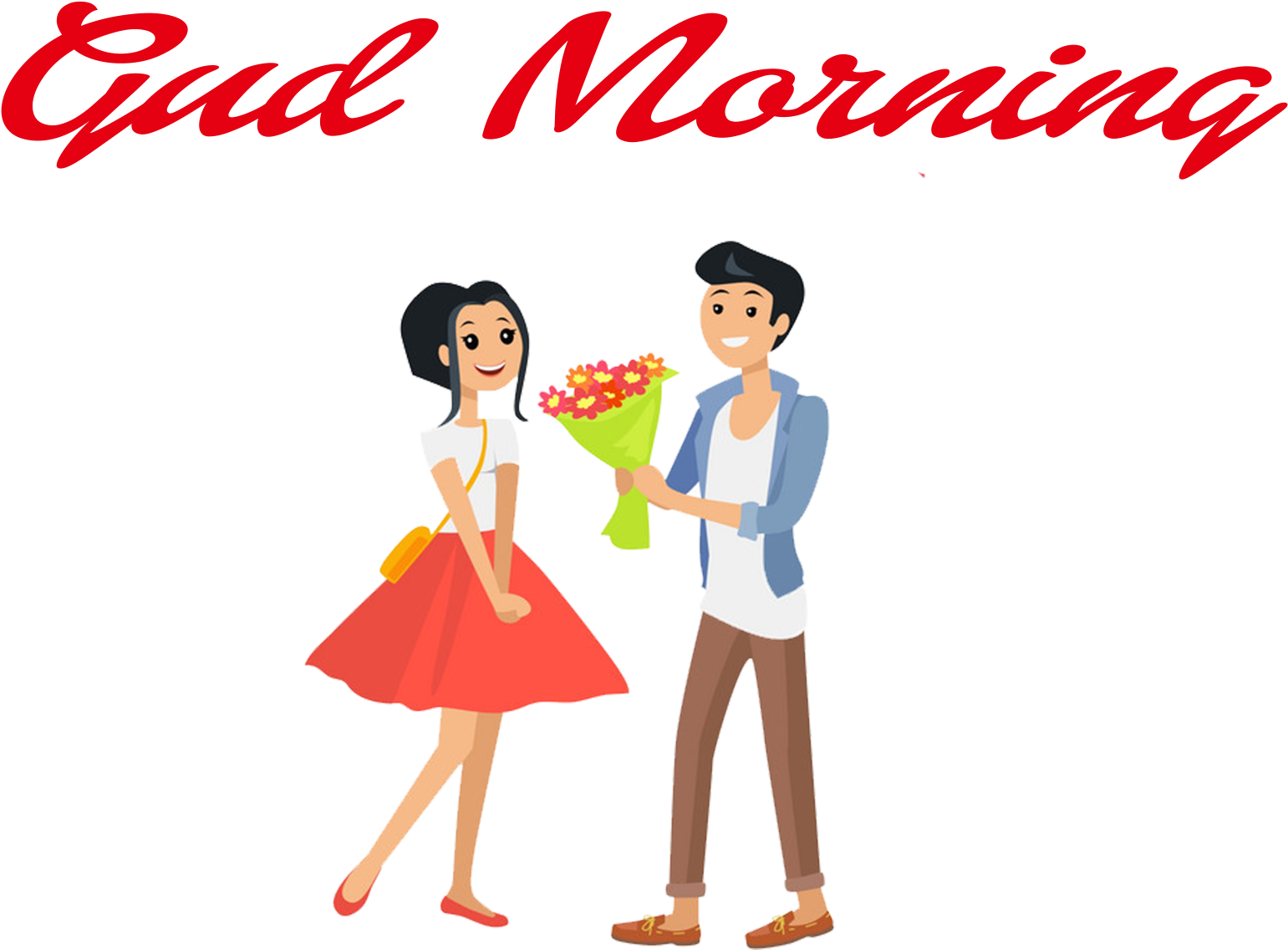 Good Morning Greeting Cartoon PNG Image