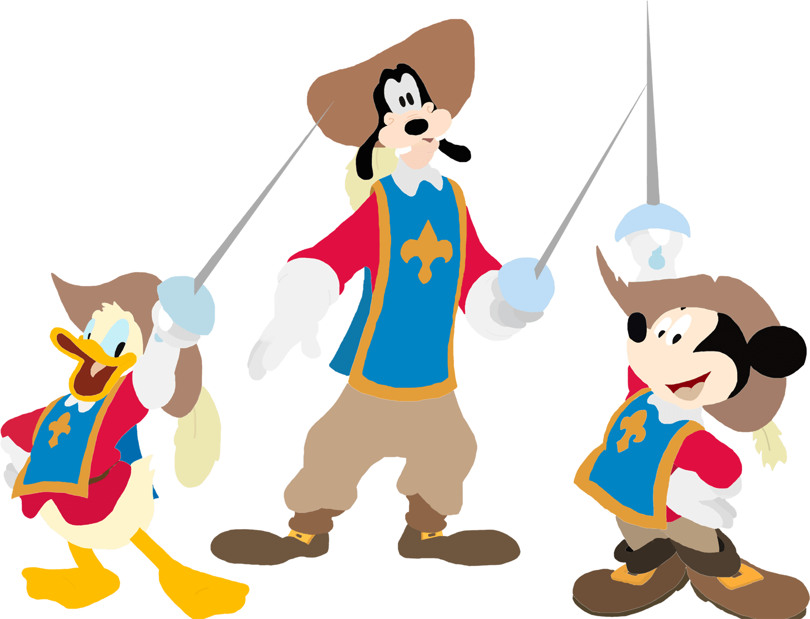 Goofy Mickey Donald Musketeers PNG Image