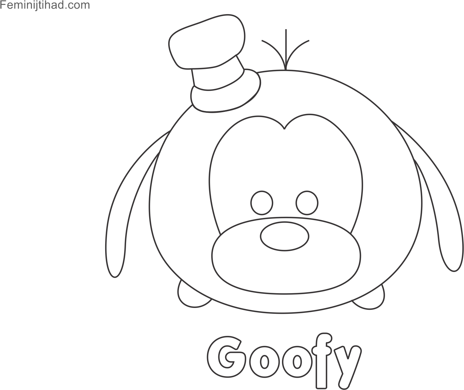 Goofy Tsum Tsum Coloring Page PNG Image