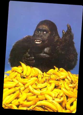 Gorilla Amidst Bananas PNG Image