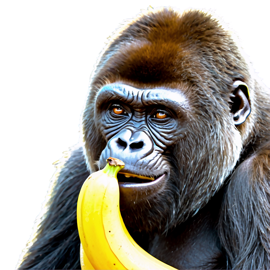 Gorilla Eating Banana Png Obe73 PNG Image