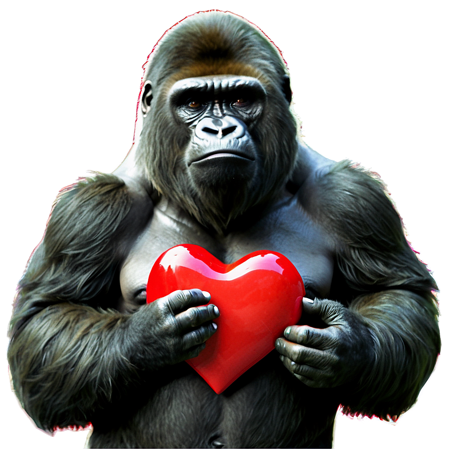 Gorilla Holding Heart Png Nfy PNG Image