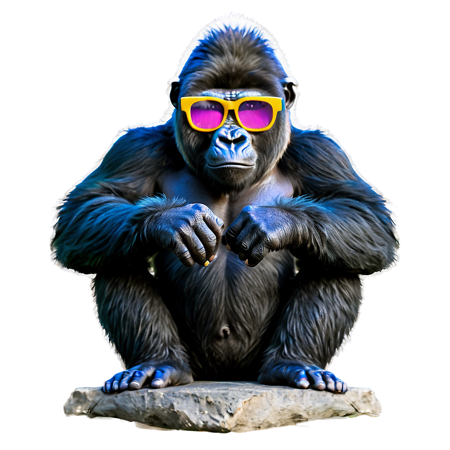 Gorilla With Colorful Glasses Png Dgk45 PNG Image