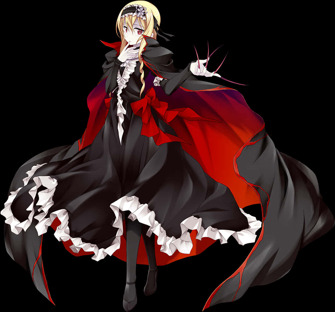 Gothic_ Anime_ Boy_in_ Red_and_ Black PNG Image