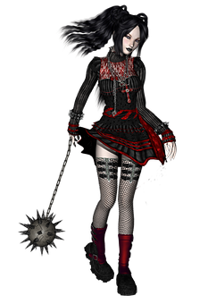 Gothic Anime Girlwith Mace PNG Image