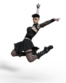 Gothic Dancer Leap PNG Image