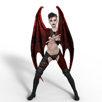 Gothic Demon Woman Illustration PNG Image