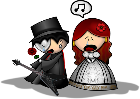 Gothic Duo Performing Cartoon PNG Image