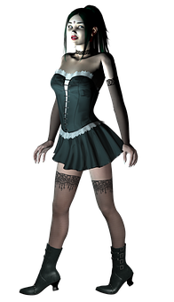 Gothic Girlin Corsetand Skirt PNG Image