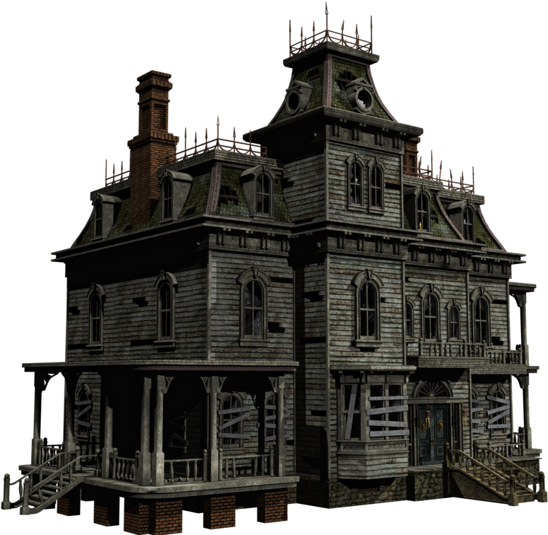 Gothic_ Haunted_ House_3 D_ Render PNG Image