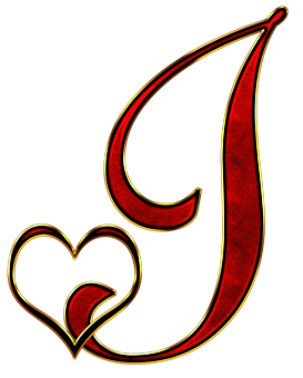 Gothic Letter Gwith Heart PNG Image