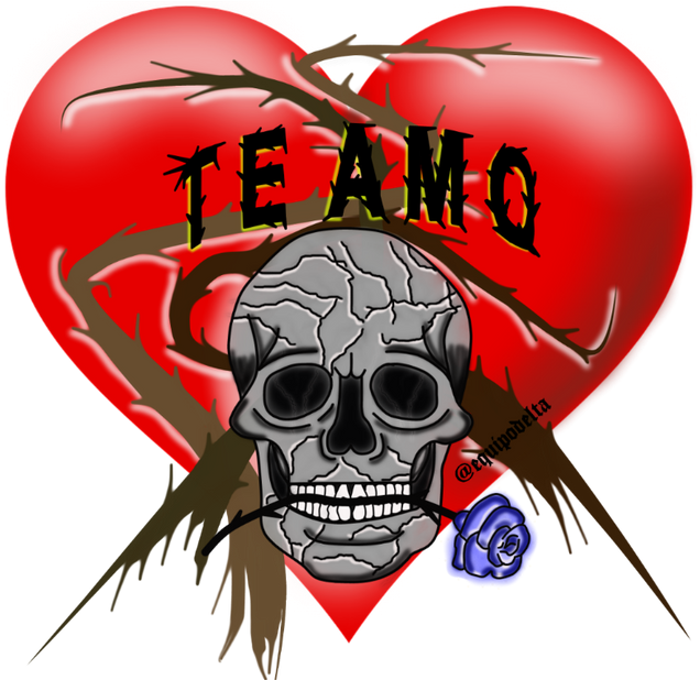 Gothic Love Heartand Skull PNG Image