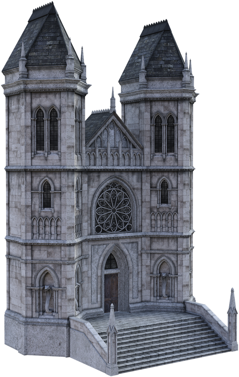 Gothic Mansion3 D Model PNG Image