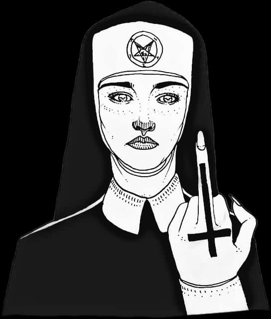 Gothic Nun Gesture Artwork PNG Image