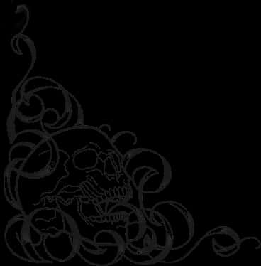 Gothic Skull Corner Design PNG Image