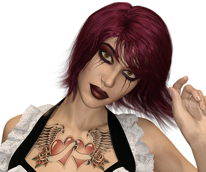 Gothic Style Animated Woman PNG Image