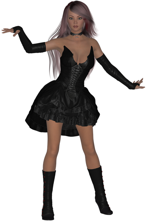 Gothic Style Female Character3 D Render PNG Image