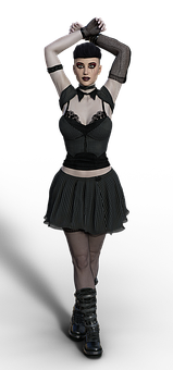 Gothic_ Style_ Female_ Pose PNG Image