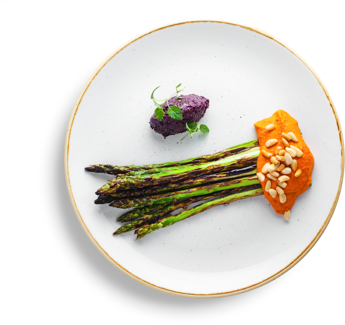 Gourmet Asparagus Dishwith Purée PNG Image