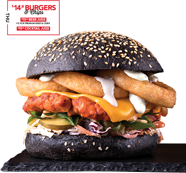 Gourmet Black Bun Burger Special PNG Image