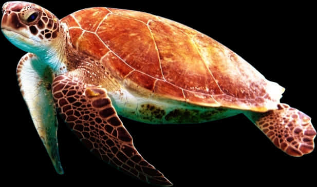 Graceful Sea Turtle Swimming PNG Image