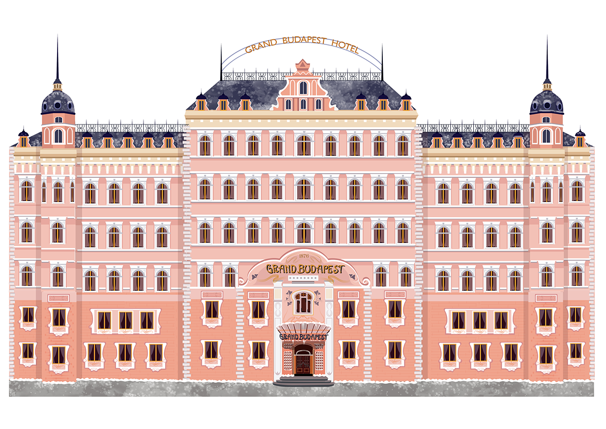 Grand Budapest Hotel Illustration PNG Image