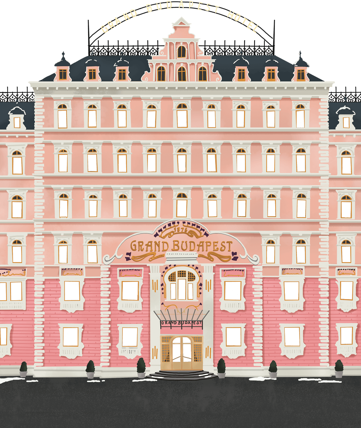 Grand Budapest Hotel Illustration PNG Image