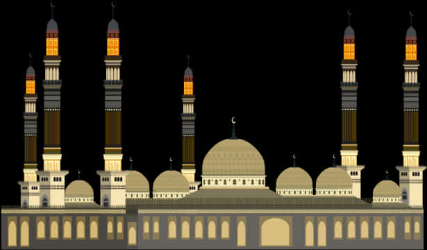 Grand Mosque Illustration PNG Image