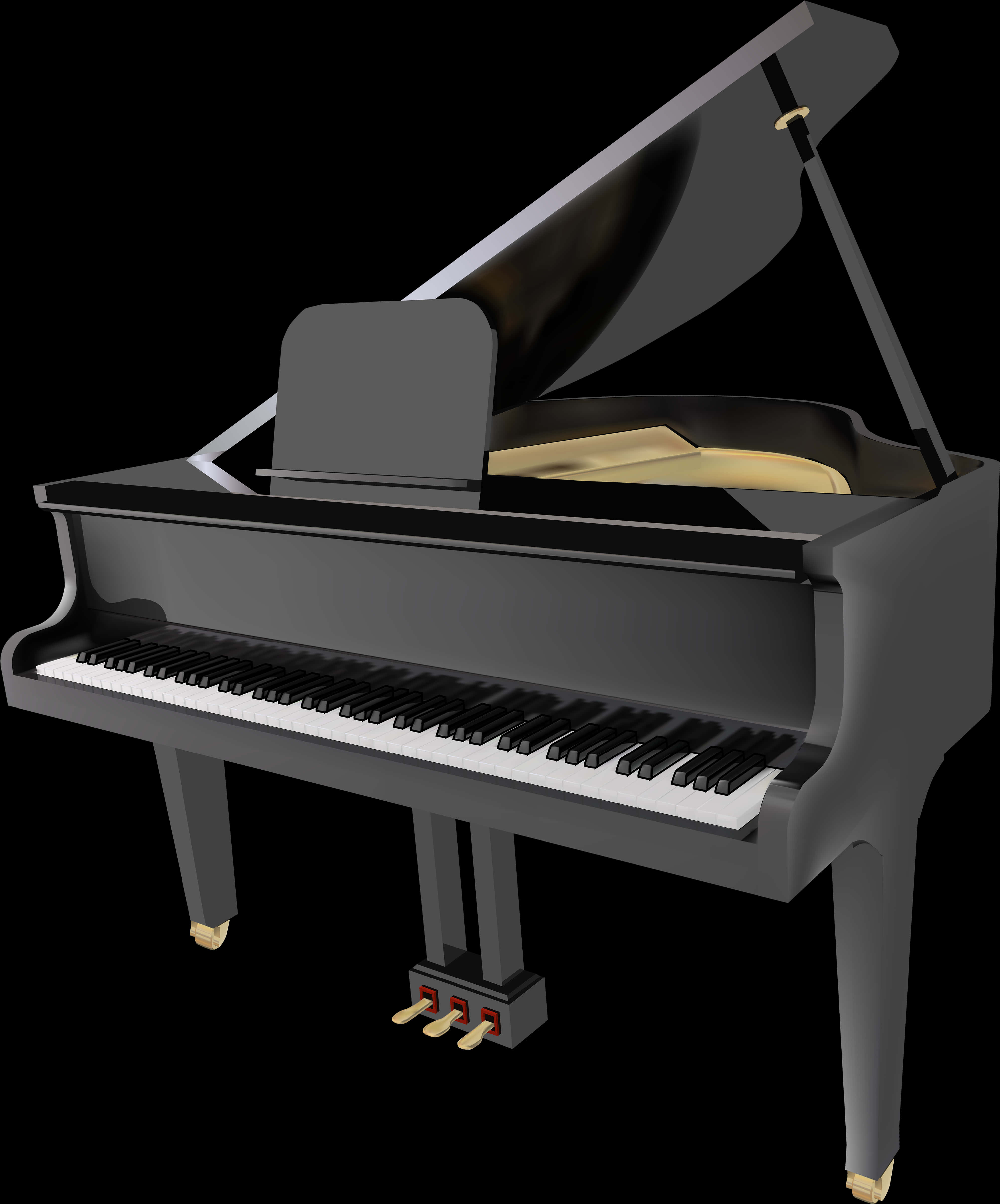 Grand Piano Black Background PNG Image