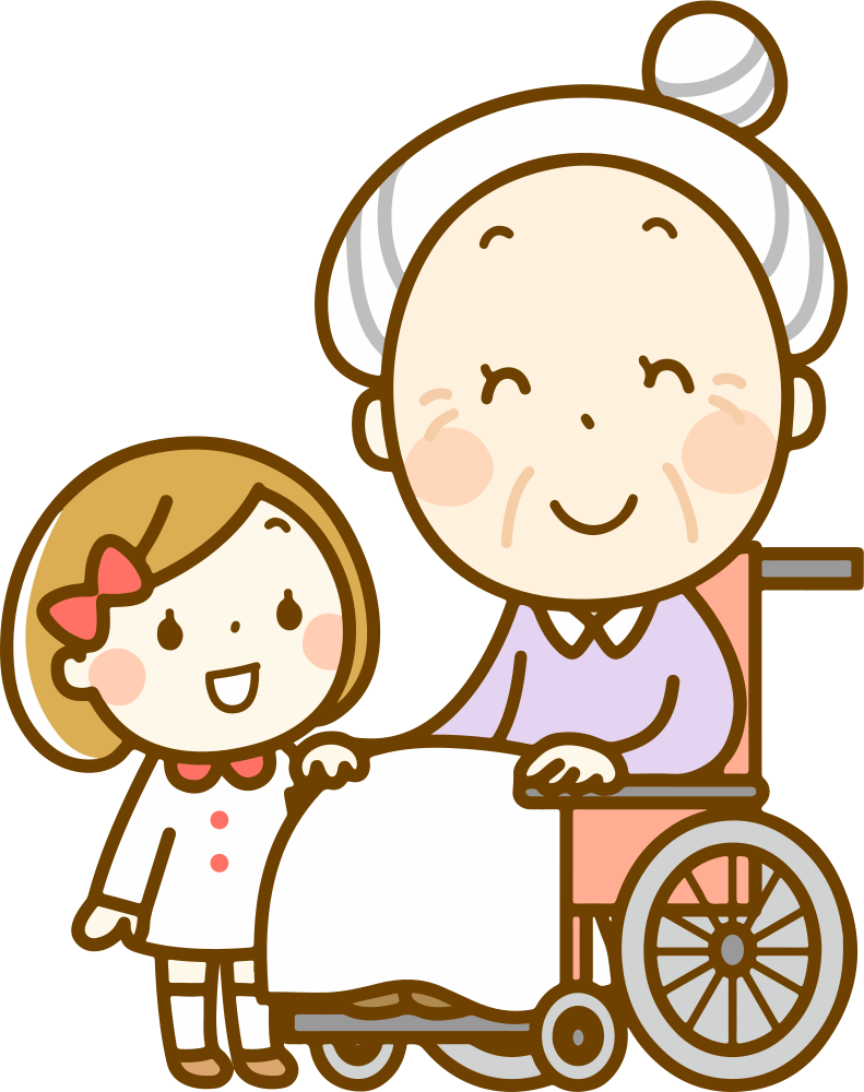 Grandchild With Grandmother Cartoon PNG Image