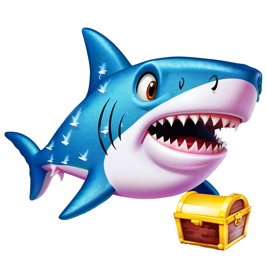 Grandpa Shark With Treasure Png 06282024 PNG Image