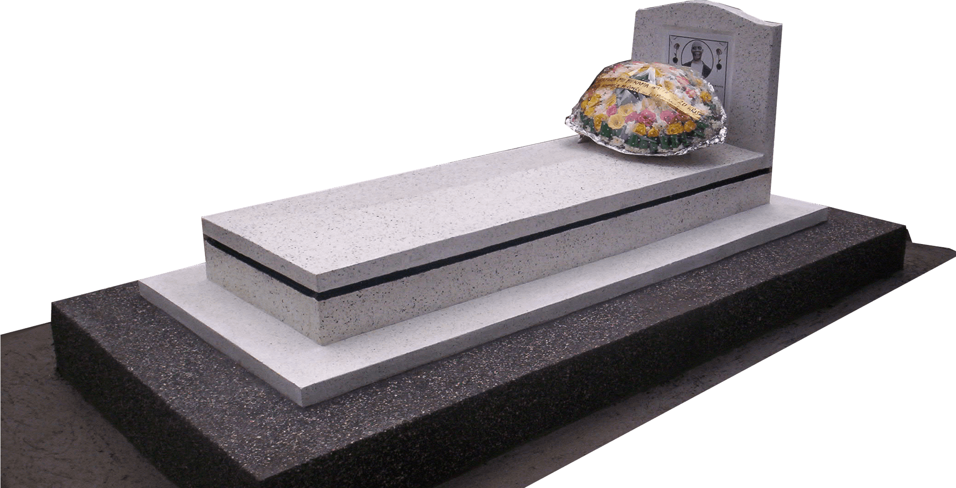 Granite Grave Monument Floral Tribute PNG Image