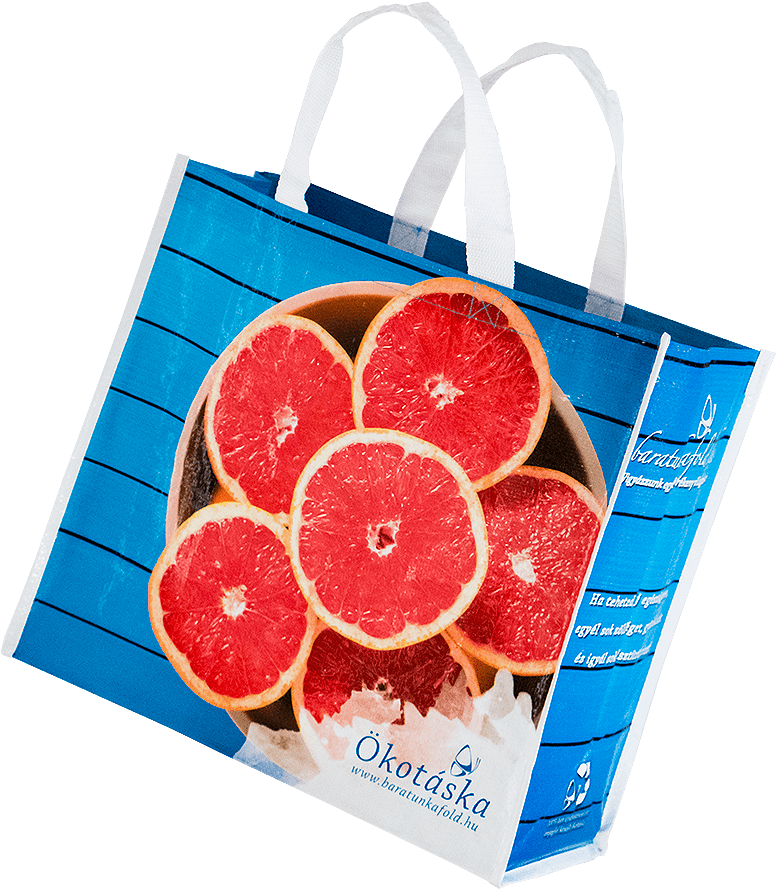 Grapefruit Printed Tote Bagon Blue Background PNG Image