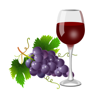 Grapesand Wine Glass Illustration PNG Image