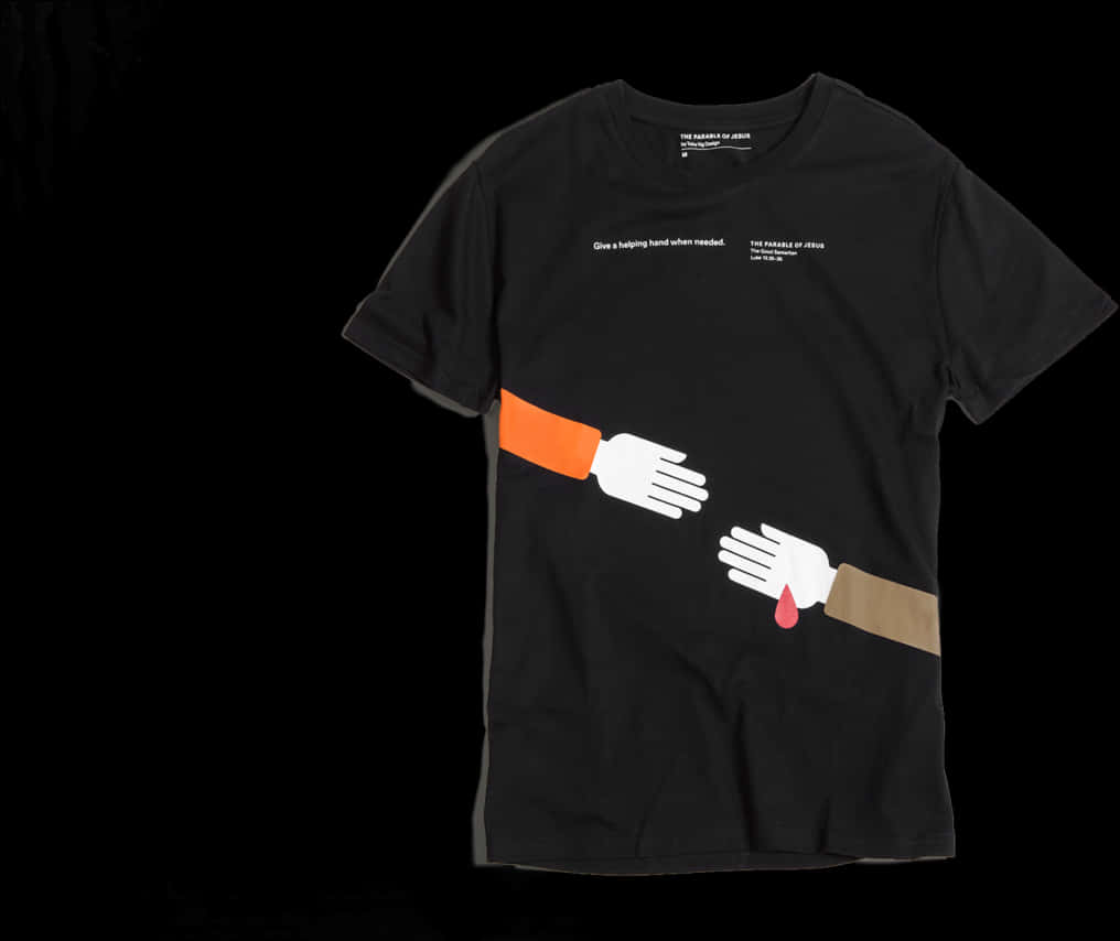 Graphic Black Shirt Helping Hands PNG Image