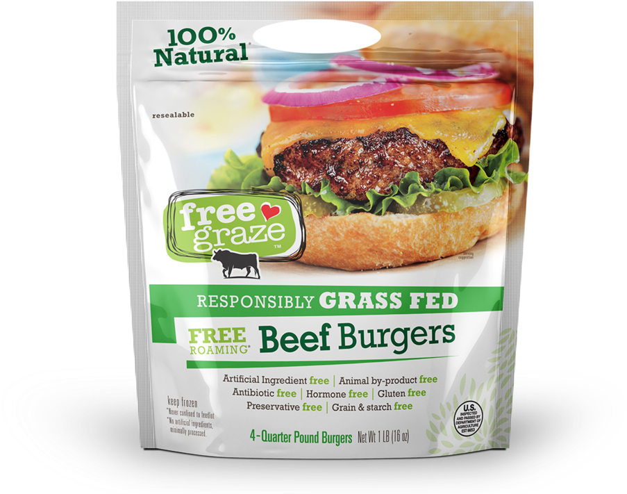 Grass Fed Beef Burgers Packaging PNG Image