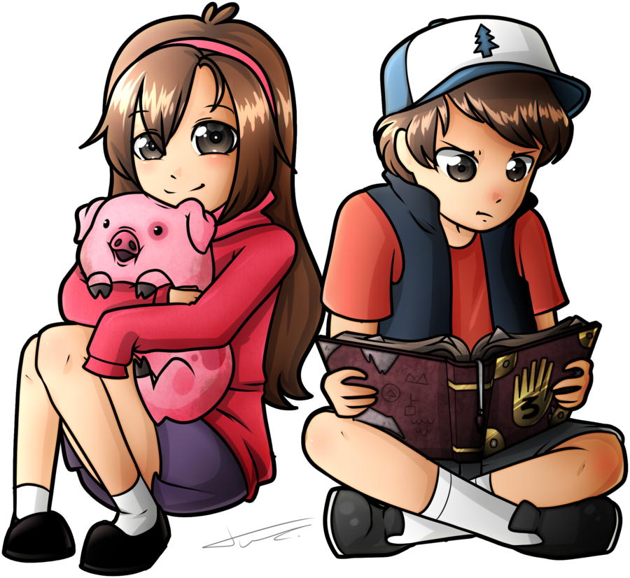 Gravity Falls Siblingsand Pig PNG Image