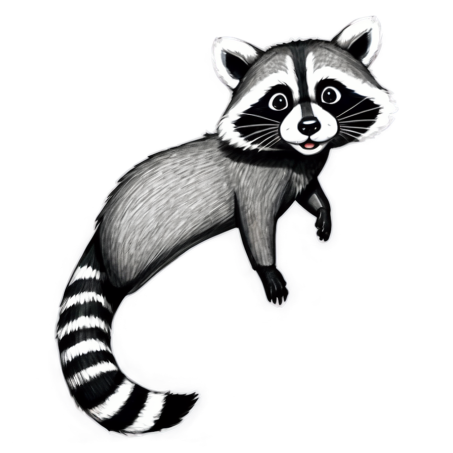 Grayscale Raccoon Sketch Png Pdh31 PNG Image