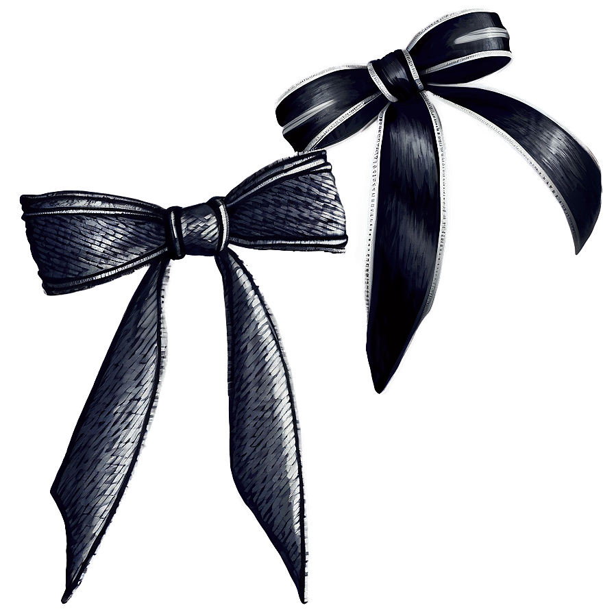 Grayscale Ribbon Bows Png 06252024 PNG Image