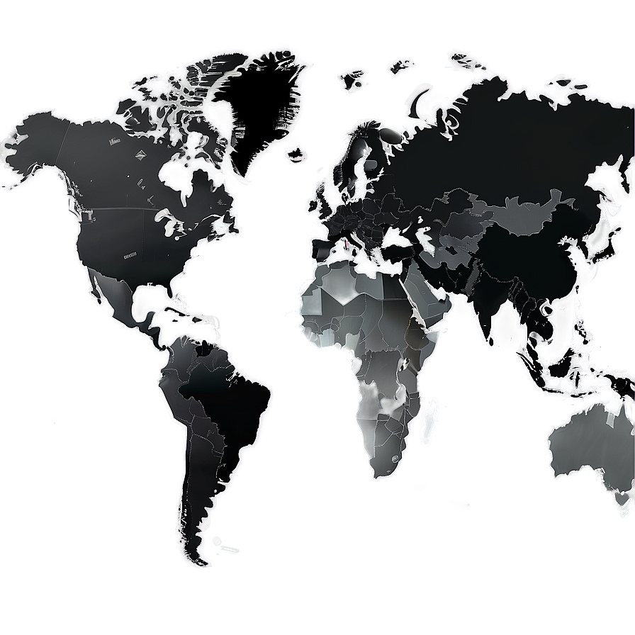 Grayscale World Map Png 06252024 PNG Image