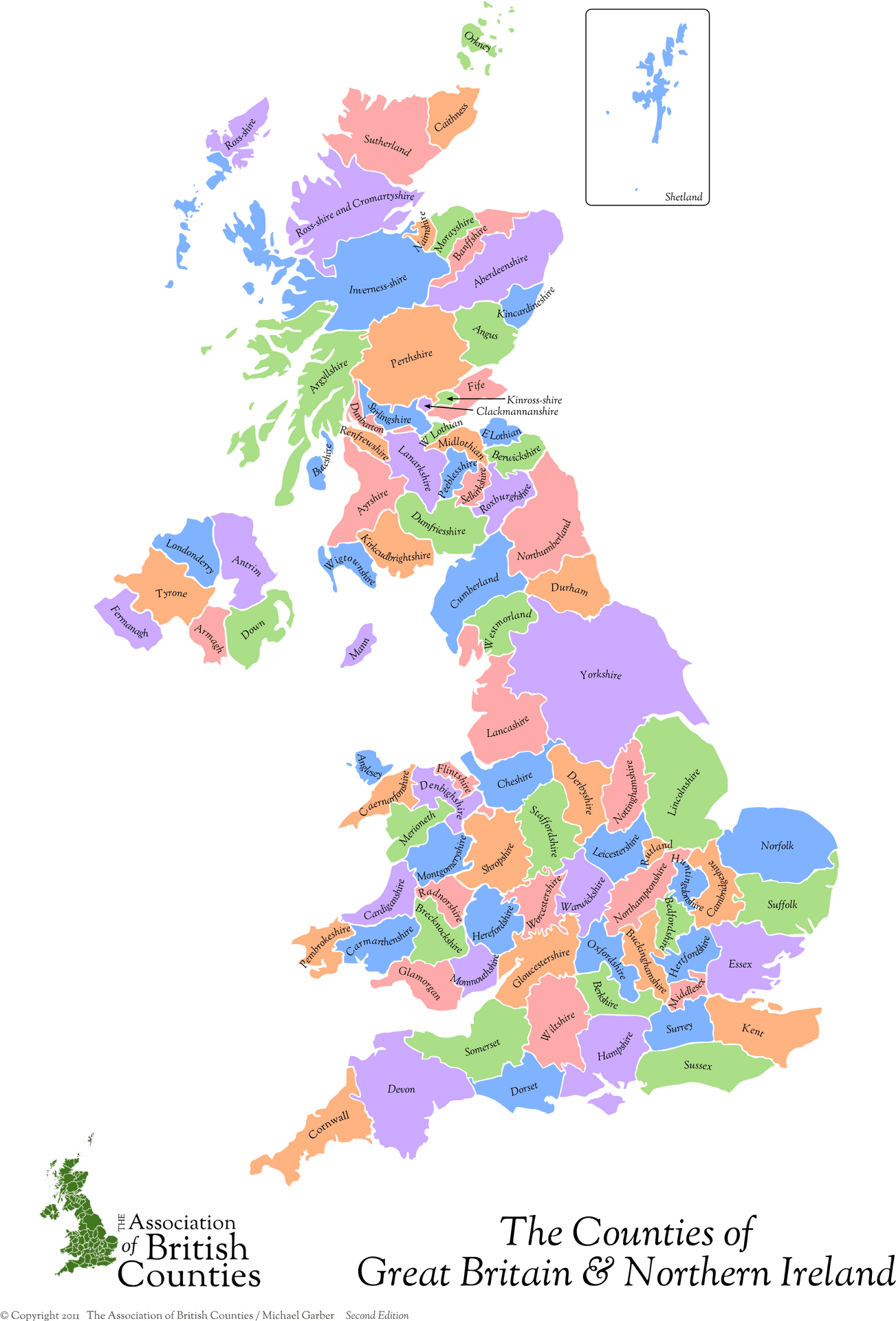 Great Britainand Northern Ireland Counties Map PNG Image