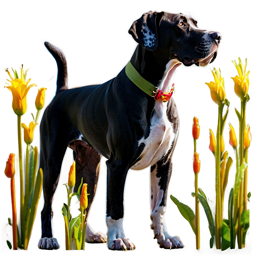 Great Dane With Flowers Png Wiq PNG Image