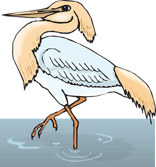 Great Egret Standingin Water Illustration PNG Image