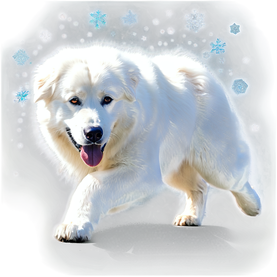 Great Pyrenees And Snowflakes Png Cth PNG Image