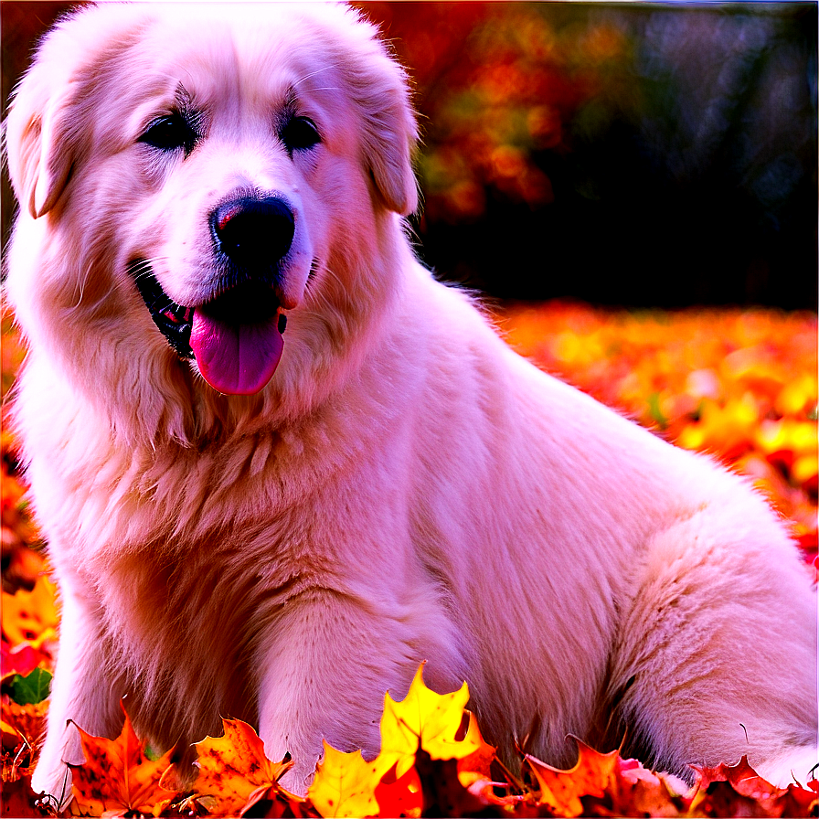 Great Pyrenees In Autumn Png Nyu PNG Image