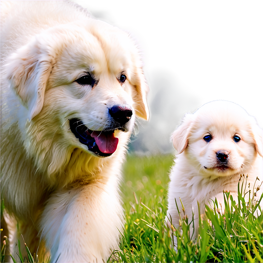 Great Pyrenees With Puppies Png Mmw PNG Image