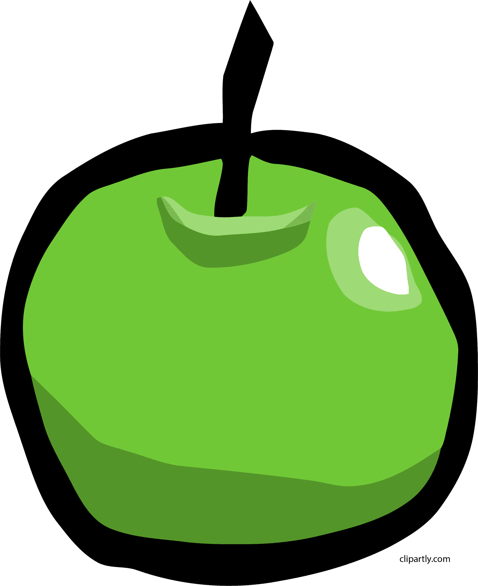 Green Apple Cartoon Illustration PNG Image