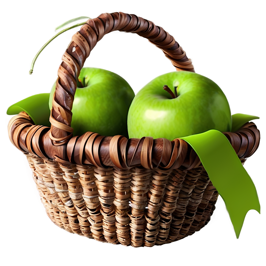 Green Apple In Basket Png Jhq PNG Image